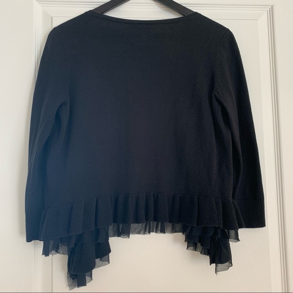 American Eagle Outfitters Vintage Black Cardigan with Ruffles at the hem - Picture 3 of 6